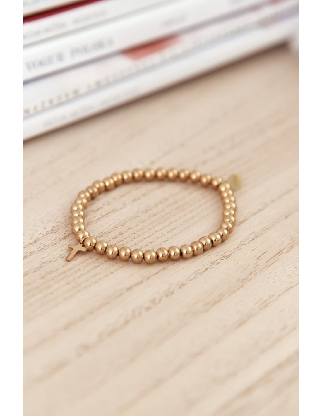 Gold-colored bead bracelet BZI010 - Online store - Boutique